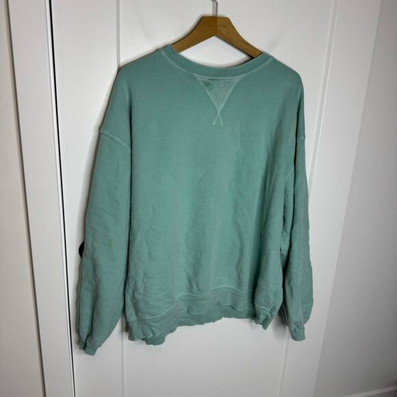Free People Teal 100% Cotton Oversized Relaxed Pullover Sweatshirt Size XS - Picture 1 of 5